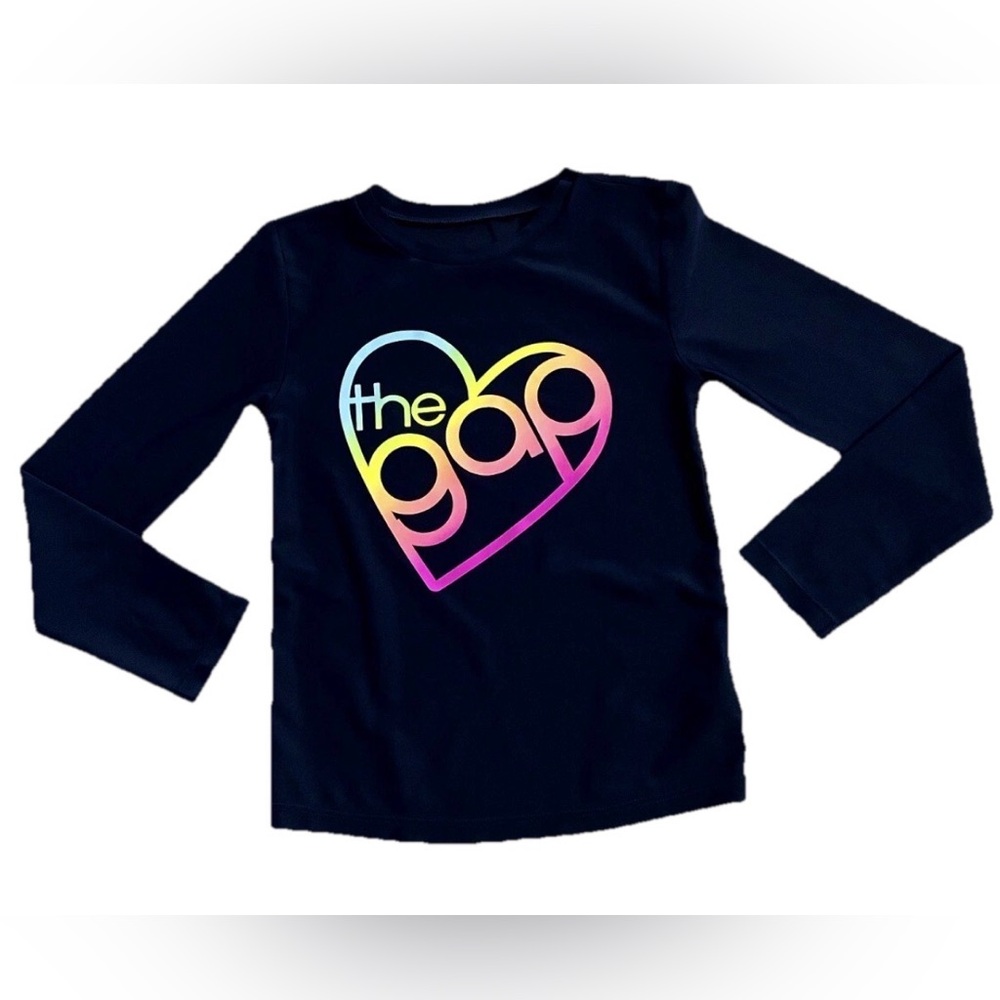 GAP Kids Girls S 6/7 Rash Guard Swim Top Navy Rainbow Logo